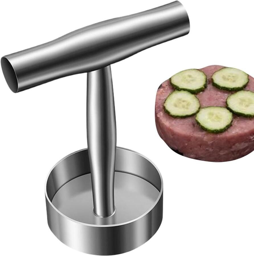 Hamburger Mal Patty Maker Vlees Vormgeven Anti-aanbak RVS 17.5 x 13.2 cm Zilverkleurig