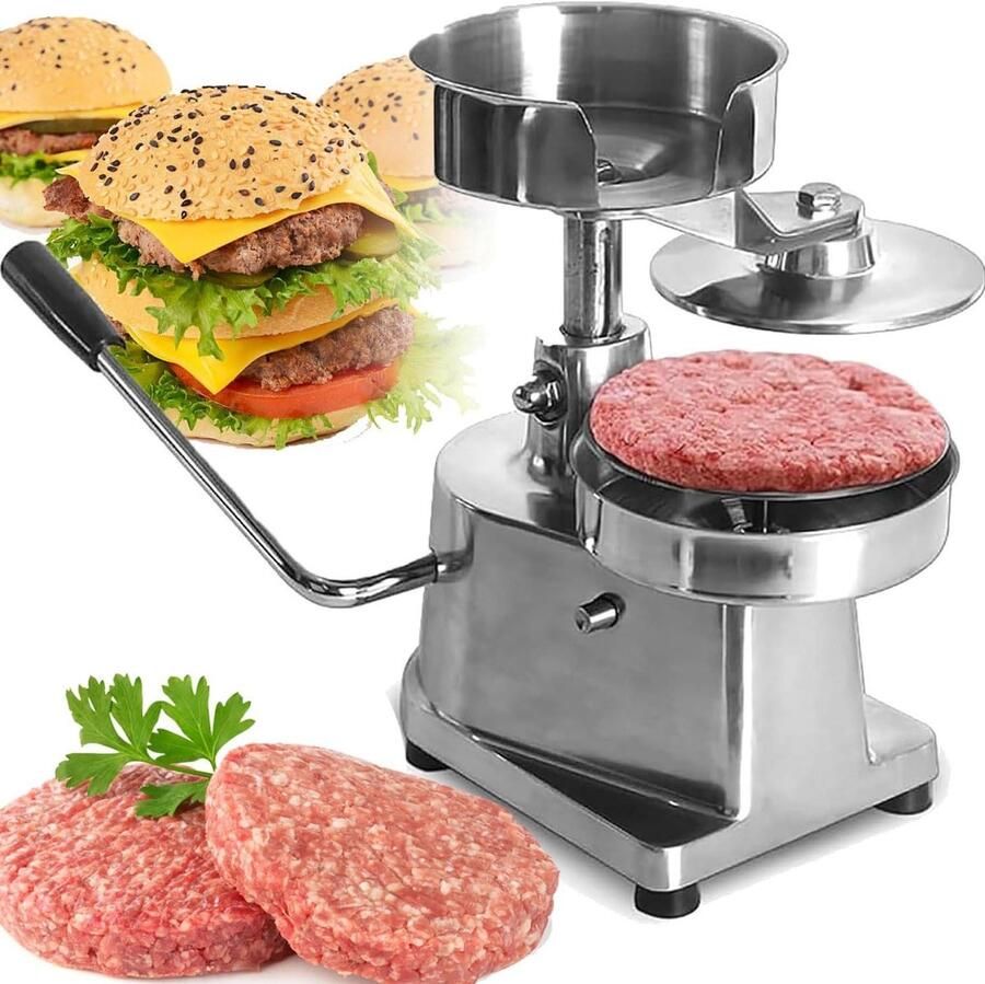 Hamburger Patty Maker Gehaktballen Vormer Pasteitjes Maken Verstelbare Dikte 100-150mm Diameter Zilver
