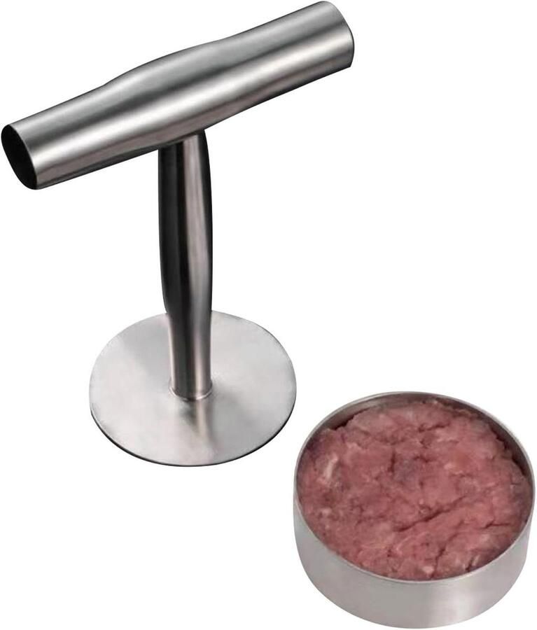 Hamburger Pers Burger Maker Patty Burgers Maken Antiaanbaklaag 17.5 x 13.2 x 9 cm Zilver