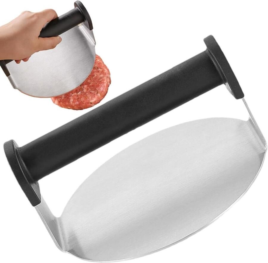 Hamburger Smusher Vleespers Grill Burgers Maken Roestvrij Staal 15 x 15 cm Zilver