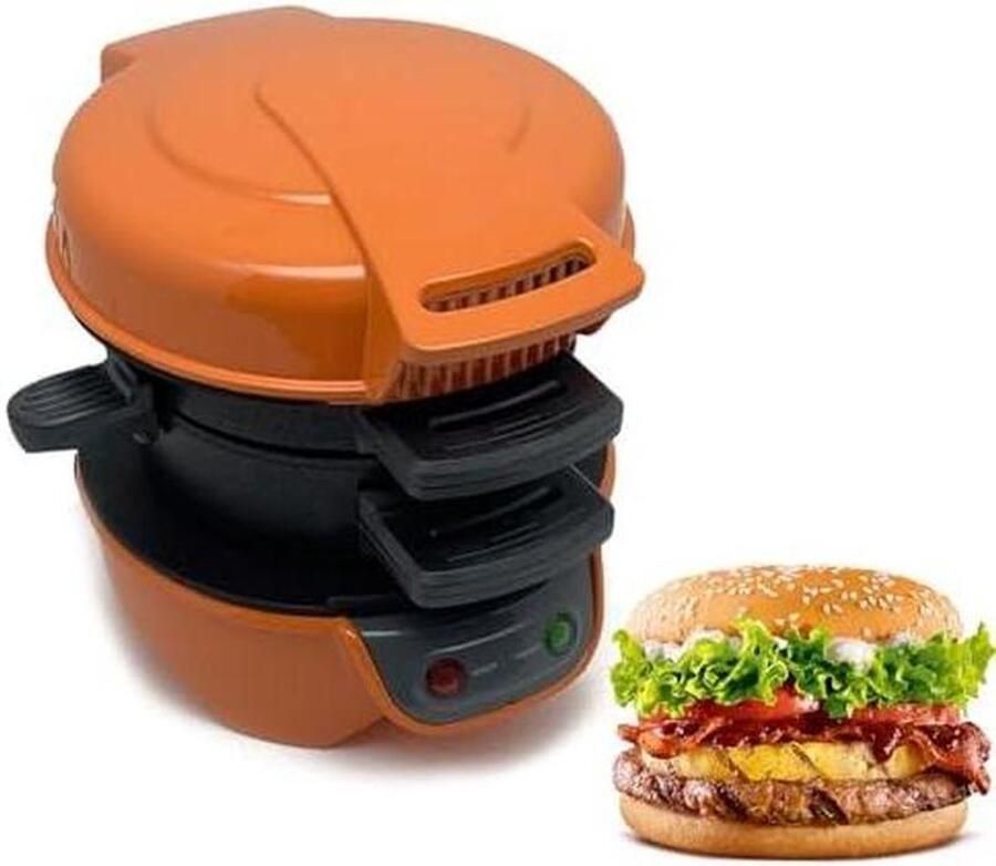 Hamburgermaker Elektrisch Sandwichpers Pasteitjesmaker Ontbijt Bereiden Veelzijdig Koken Compact Ontwerp Bruin