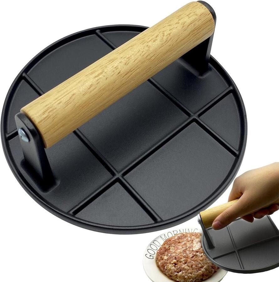 Burgerpers Grill Pers Burgers Maken Gelijkmatige Druk 16 cm Zilver