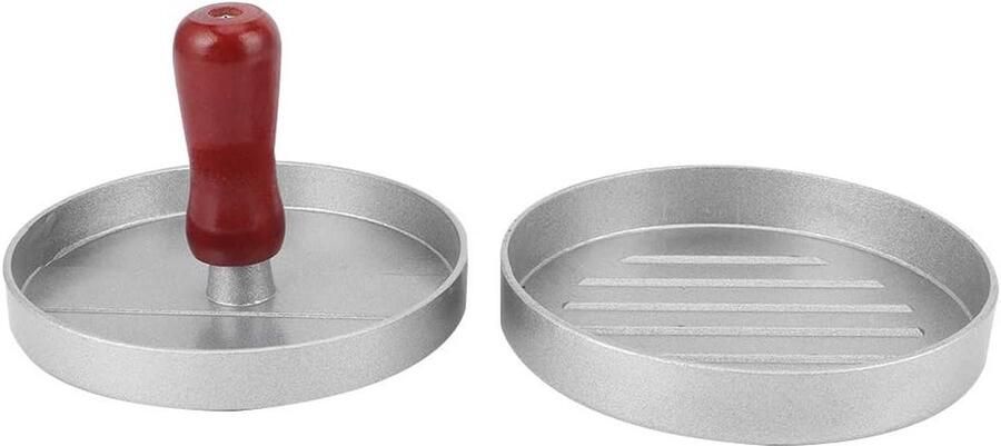 Hamburgerpers Pasteitjesmaker Burgers Maken Antiaanbaklaag 12 cm diameter Zilver