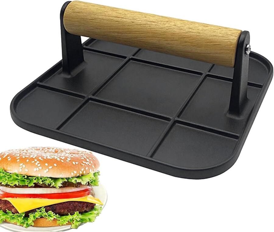 Burgerpers Vleespers Hamburger Sappige Burgers Maken Antiaanbaklaag 16.5 cm Zilver