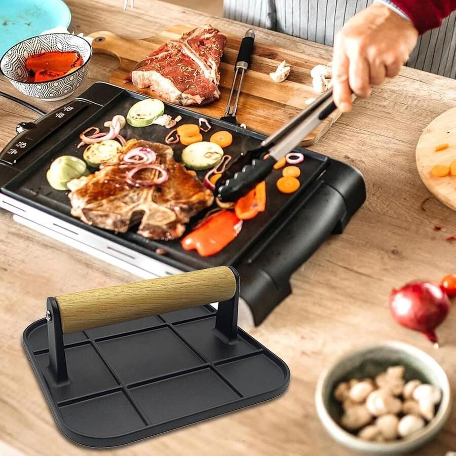 Hamburgerpers Vleesvormer Burgers Grillen Gelijkmatige Druk 16 cm Zwart