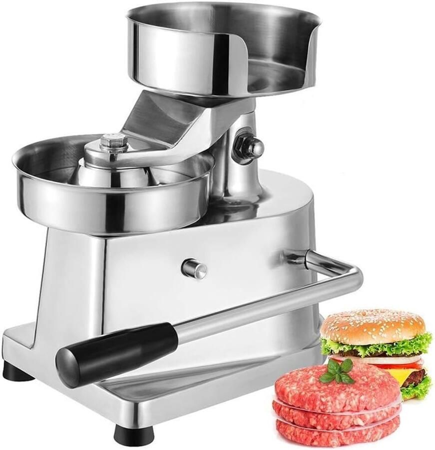 Hamburgervormer Burgerpers Pasteitjes Maken Roestvrij Staal 100mm Diameter Zilverkleurig