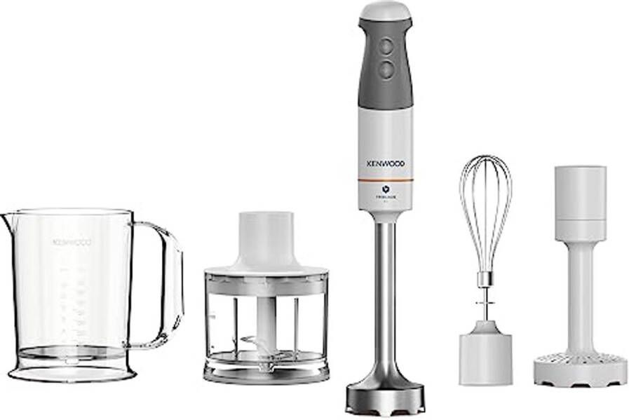 Hand Blender met 3 Bladen 850 Watt Multifunctionele Keukenhulp voor Mixen Pureren en Snijden Wit Grey