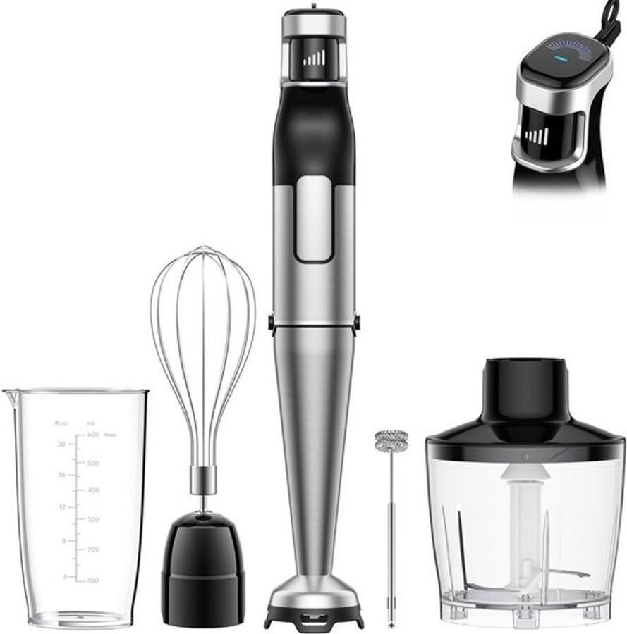Hand Blender Set Keukenmixer Maaltijden bereiden 5-in-1 functies 1100 Watt Zwart