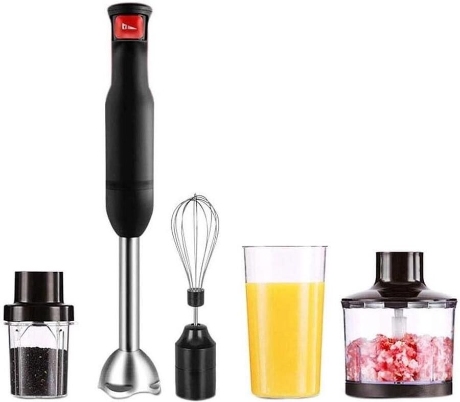 Hand Blender Set Mixer Staaf Keuken Assistent Variabele Snelheid 500W Zwart