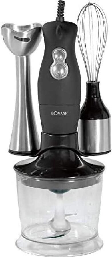 Hand Blender Set Staafmixer Hakker Garde Keuken Assistent 200 Watt Motor 0.5 Liter Kom RVS Zwart