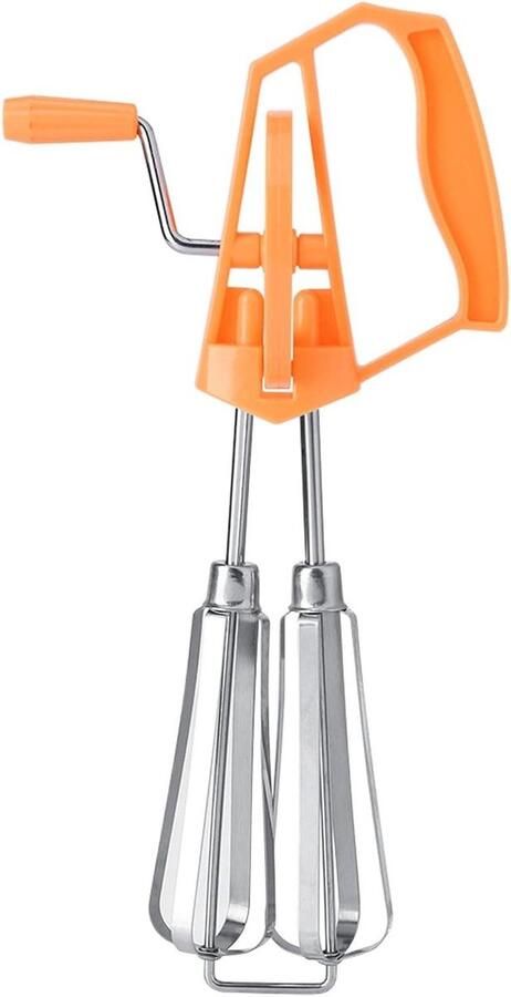 Hand Crank Egg Beater Hand Mixer Blender Snel Ingrediënten Mixen Automatische Rotatie 25.5 cm Oranje