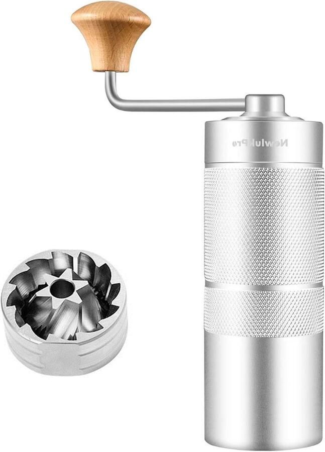 Hand Koffiemolen Koffiebonen Molen Verse Koffie Maken 24 Maalstanden 25g Capaciteit Zilver