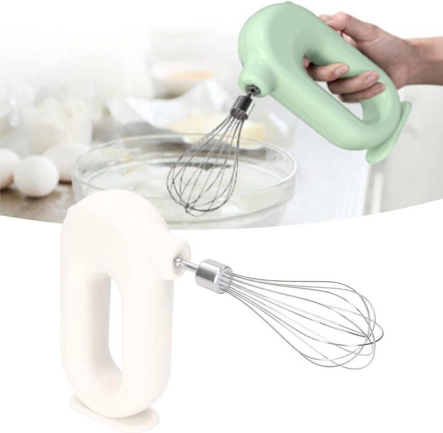 USB Oplaadbare Elektrische Handmixer met 4 Niveau-aanpassing en Draadloze Functie Elektrische Eierklopper en Melkopschuimer voor Koken en Bakken (Wit) - Foto 2