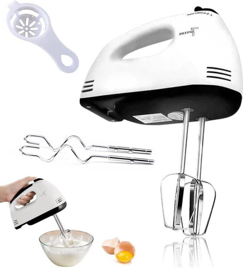 Hand Mixer for Baking Cakes Eggs Cream 7-Tier Mixer 260W Turbo Knob Stirer and Protein Separator Electric Hand Mixer with Stainless Steel 2 Whisks