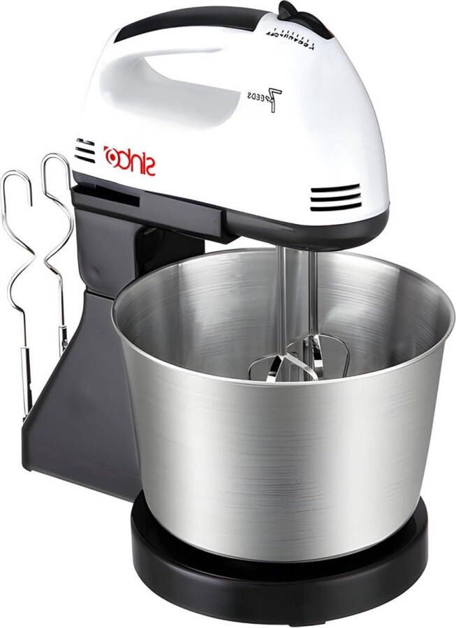 Hand Mixer with Bowl 100 W 220 V 7 Levels Light Quiet Turbo Knob Ovary Speed Switch White Silver