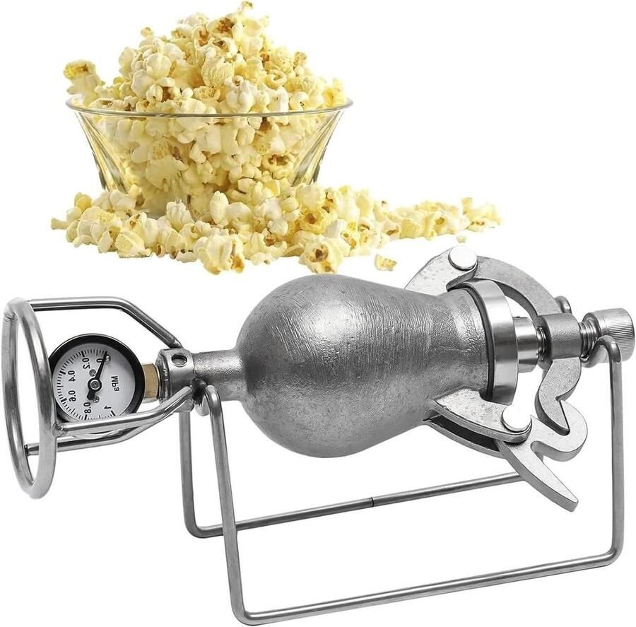 Popcorn Machine Handmatige Popper Feestelijke Snacks Traditioneel Ontwerp 360ml Capaciteit Zilver