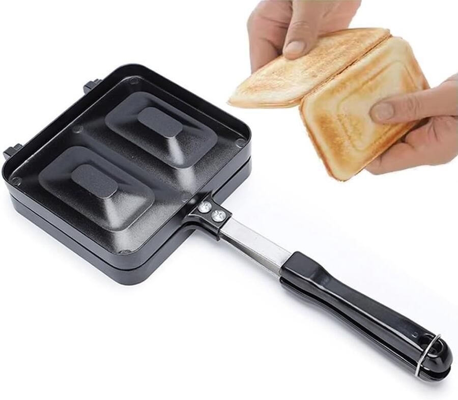 Hand sandwich maker Appetizer maker Snacks maken Dubbele helften verzegeld 32x14x3 cm Zilverkleurig