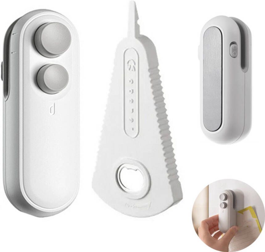 Hand Sealer En Blikopener 2-Delige Set Magnetisch En Oplaadbaar Plastic Zakjes Sluiter Duurzaam Ontwerp 2 in 1 Met Mes Mini Bag Sealer Heat Sealer Blikopener Draagbaar Wit