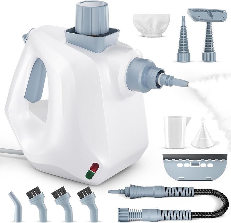 Hand Stoomreiniger Draagbaar Apparaat Diepe Reiniging Thuis Snel Opwarmen 3 Minuten 350 ml Tank Wit Grijs