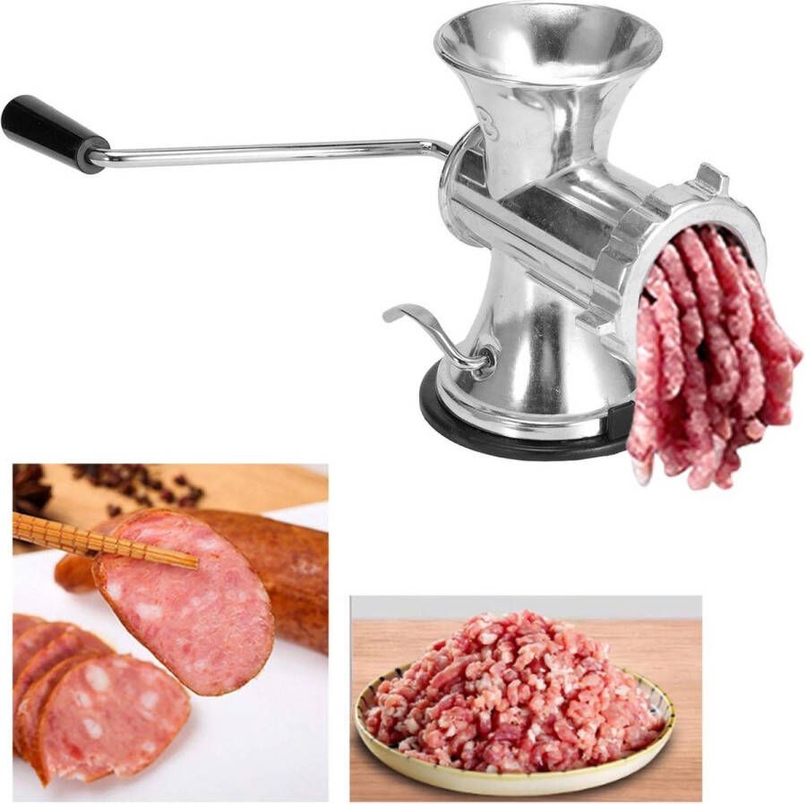 Handmatige aluminiumlegering vleesmolen worstvulapparaat en groenteversnipperaar varkensvlees en rundvlees vis en peper paddenstoelen Gehaktmolen - Foto 2