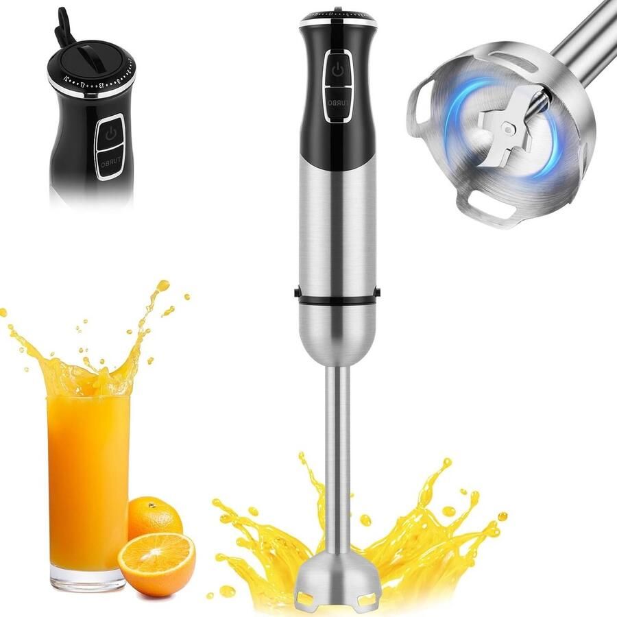 Krachtige Hand Blender met 1000 W 21 Instelbare Snelheden en Turbo Modus voor Babyvoeding Soepen Sauzen en Smoothies Roestvrijstalen Puree Bak