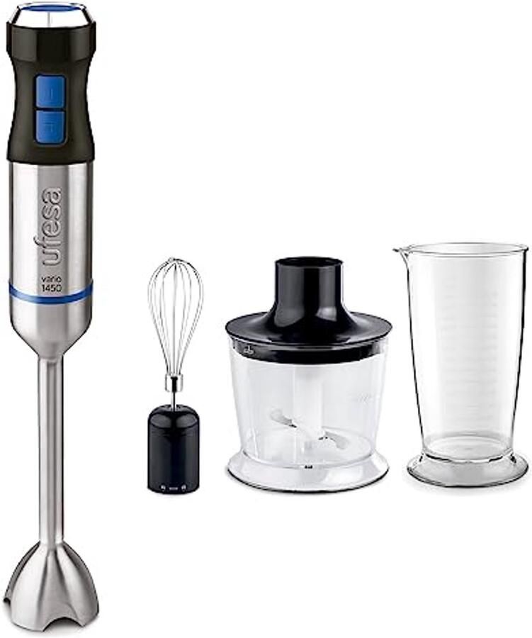 Handblender met 1400W Vermogen 20 Snelheden en Turbofunctie Ergonomisch en Spatbestendig met Roestvrijstalen Messen