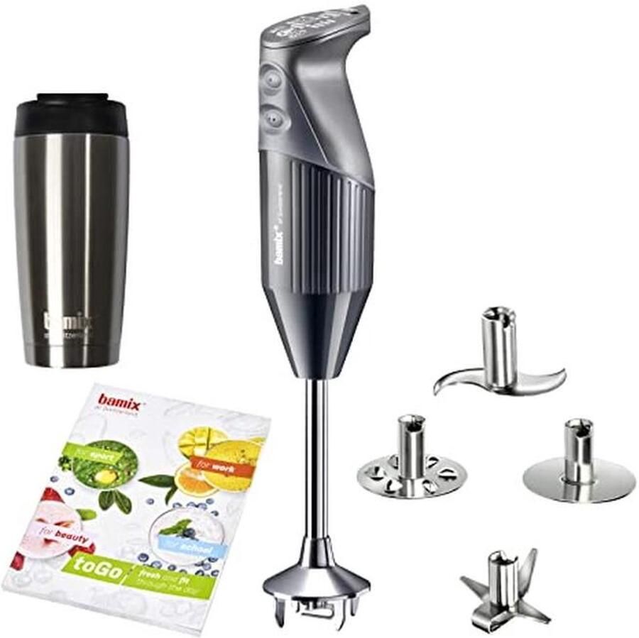 Handblender Set incl. Multifunctioneel Mes 4 Accessoires en Isolatiebeker 200 Watts 2 Niveaus Roestvrij Staal Perfect voor Smoothies
