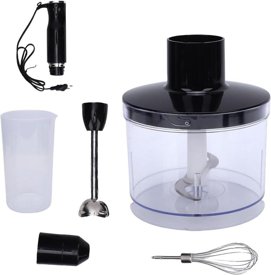 Handblender Set Staafmixer Keuken Maaltijden Bereiden 4-in-1 Accessoires 600 ml Hakmolen Zilver