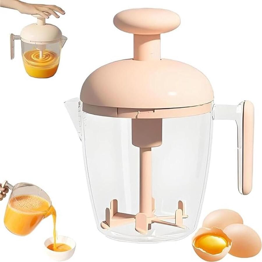 Handgarde Manuele Handmixer Semi-Automatische Handgarde Drukkend Mechanische Slagroomklopper en Eierklopper Zonder Stroom Handmatige Keukenmixer voor Batter en Melkschuim