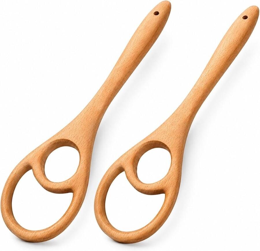 Handgemaakte deegklopper van 32 cm voor brood pizzadeeg en gebak set van 2 met doorstroomontwerp en ergonomische grip
