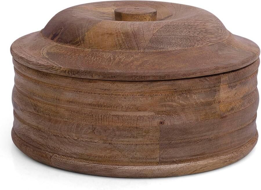 Handgemaakte Houten Tortilla Warmer en Roti Houder voor Thuis Natuurlijk Bruin