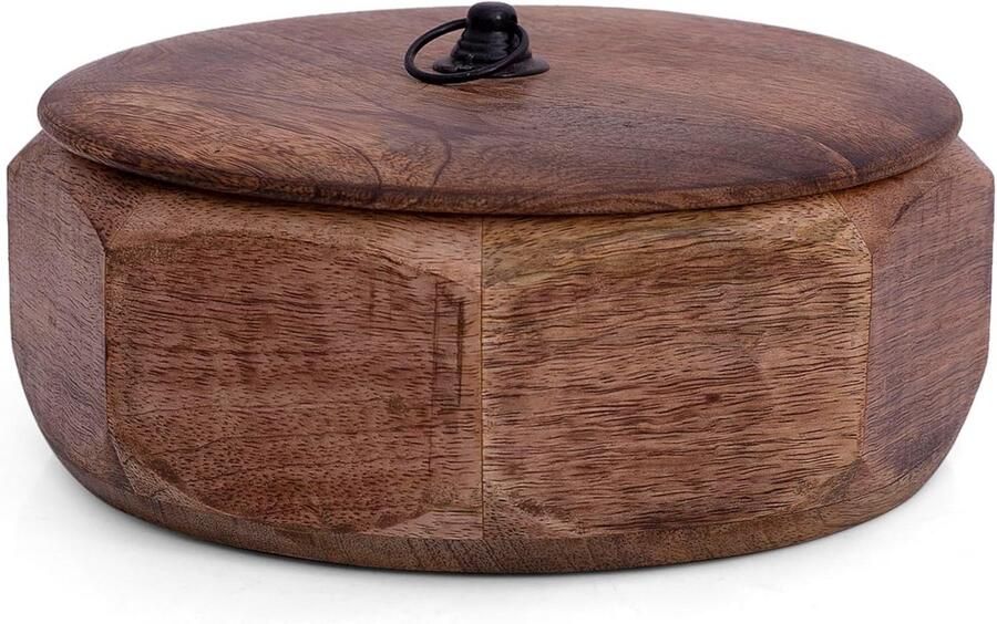 Handgemaakte Houten Warmer voor Tortilla's Chapati's en Brood met Deksel