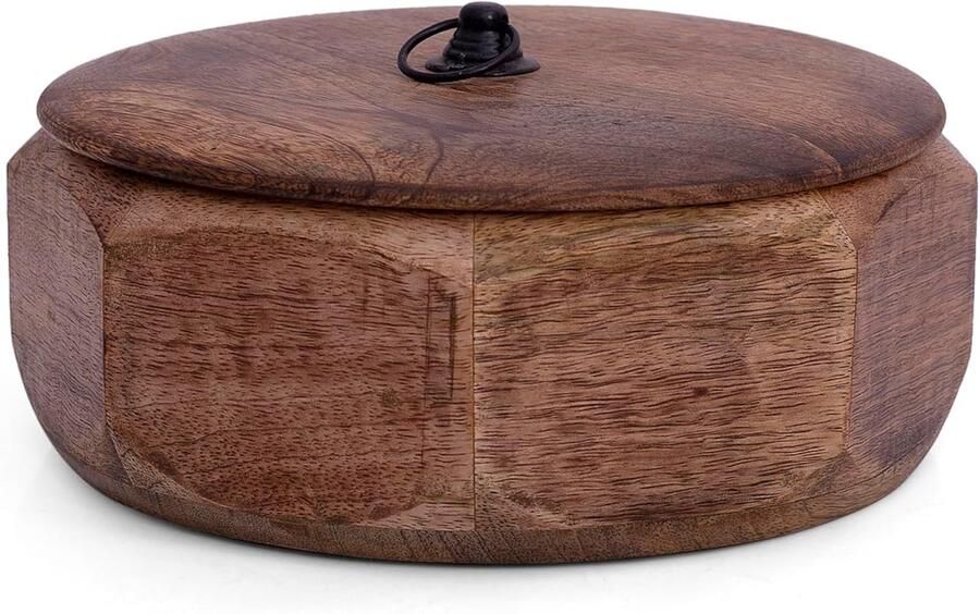 Handgemaakte Houten Warmer voor Tortilla's Chapati's en Brood met Deksel
