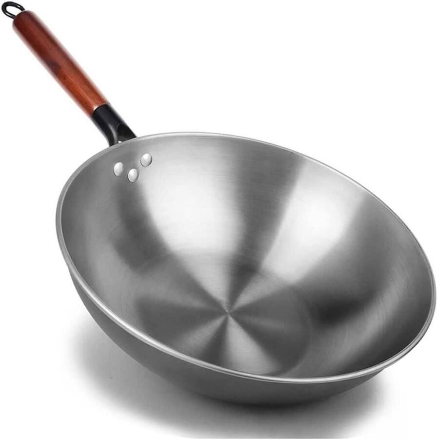 Handgemaakte ijzeren wok Traditionele kookpan Chinees koken Afneembaar ontwerp 30cm Zwart