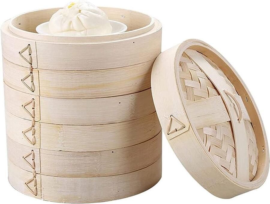 Handgemaakte stoomboot Kookmand Gezond koken Natuurlijk materiaal 26 cm Natuurlijk