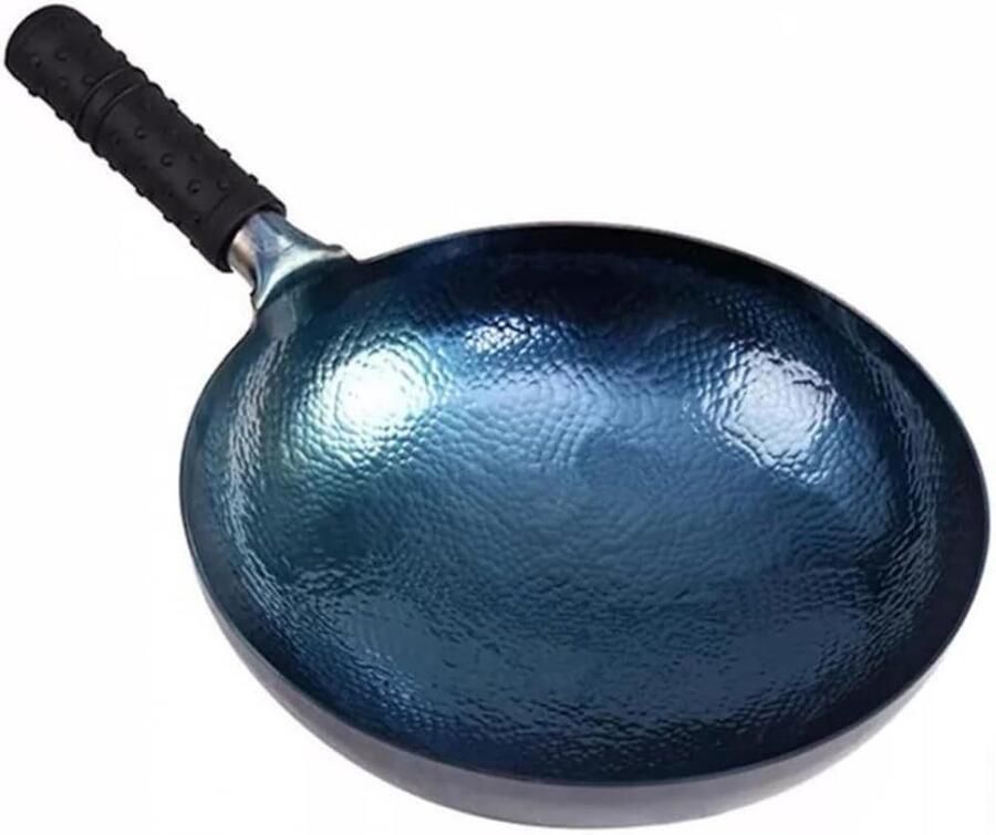 Handgemaakte Wok Koekenpan Koken en Bakken Verwarmt Gelijkmatig 36 cm Zwart
