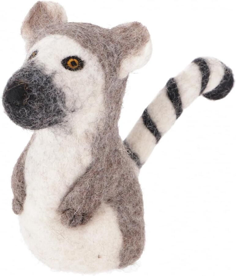 Handgevilt eierwarmer van Nepal unieke citroen met bruine details 15x8x8 cm natuurlijke wol fairtrade