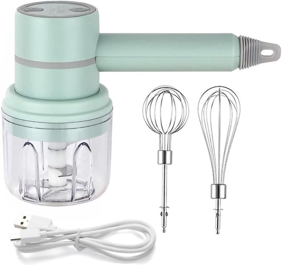 Handheld cordless electric blender comes with 3 accessories portable multi-functional food blender can be used to blend eggs whip cream and chop garlic