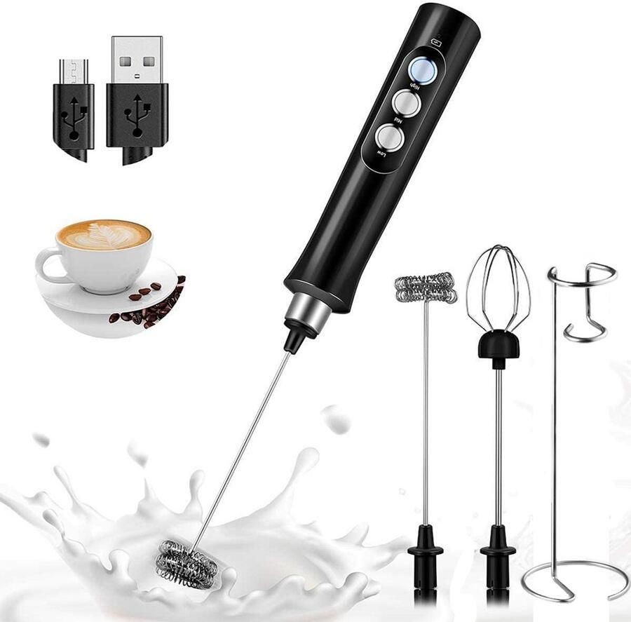 Handheld koffiemelkopschuimer elektrische melkopschuimer USB oplaadbare melkopschuimer met standaard