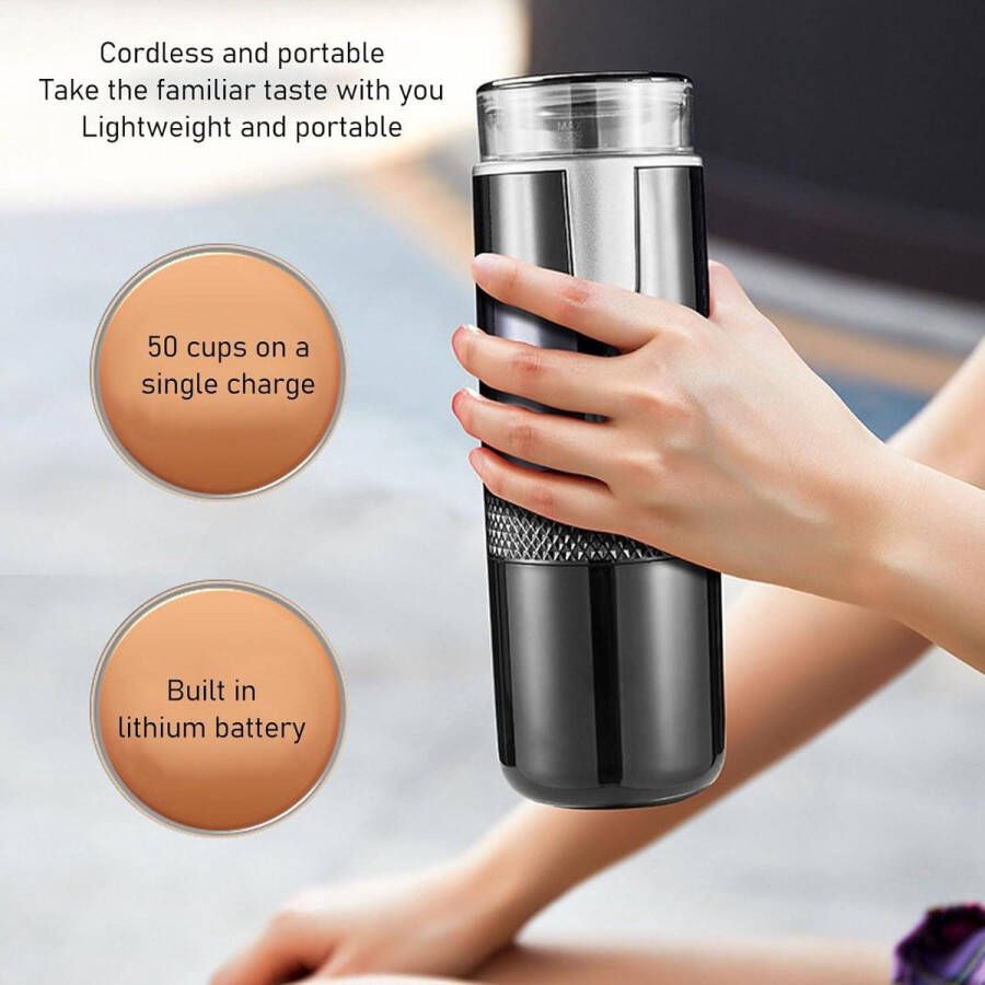 Handheld Koffiezetapparaat Auto Single Serve Koffiezetapparaat Draagbaar Klein Koffiezetapparaat voor Reizen Camping Koffiezetapparaat met 1200mAh Batterij