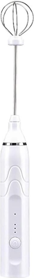 Handheld Melkopschuimer Drankmixer Elektrisch Dranken Bereiden Oplaadbaar USB Dubbele Kop 17 cm Wit