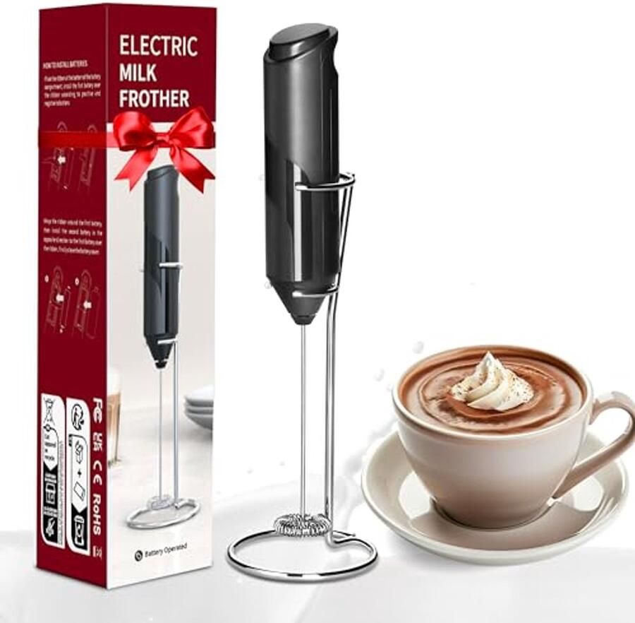 Handheld melkopschuimer met standaard Elektrische schuimmaker voor koffie cappuccino en meer