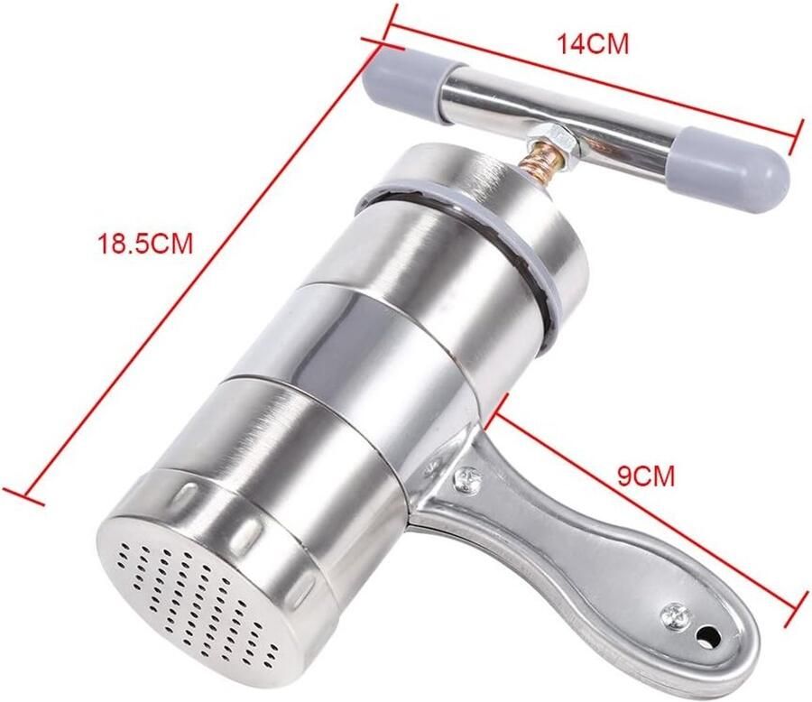 Handheld Pasta Maker voor Thuisgebruik RVS Noodle Press met 5 Vormen Ideaal voor Verse Pasta en Noodles Keukenaccessoires