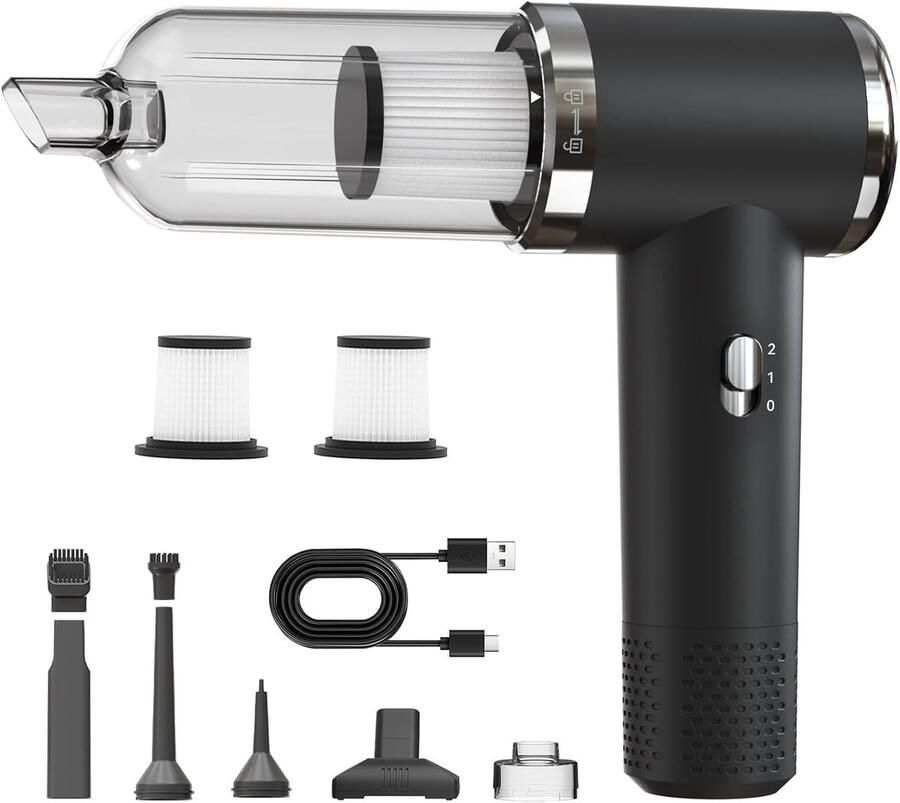 Handheld Stofzuiger 12000Pa Draadloze 3-in-1 Stofzuiger met 5200mAh Krachtige Auto Stofzuiger voor Huis Huisdierharen en Kleding Vacuumzakken