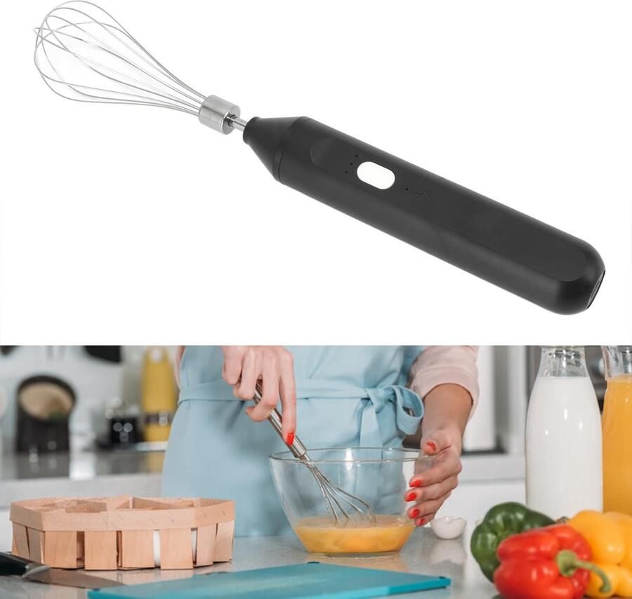 Handheld USB Oplaadbare Elektrische Garde Draagbare Roestvrij Staal Melkopschuimer Keuken Bar Benodigdheden (Zwart)