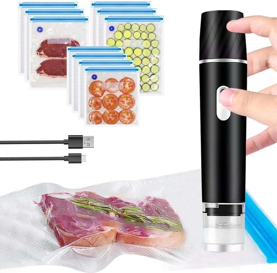 Handheld Vacuum Food Sealer Portable Food Vacuum Sealer Machine Rechargeable Mini Electric Vacuum Sealer with 10Pcs ShopVlot