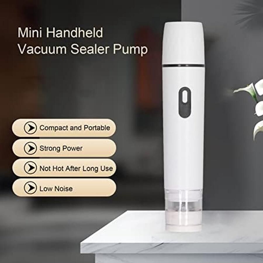 Handheld Vacuümsealer Wit Elektrische Vacuümzak Pomp Handvacuümpomp Voedsel Vacuüm Sluitmachine en Luchtpomp