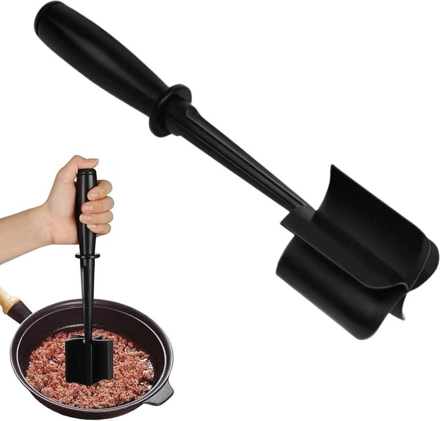 Handheld Vleeshakmolen Zwart Hittebestendig Multifunctionele Stamper voor Vlees en Voedsel