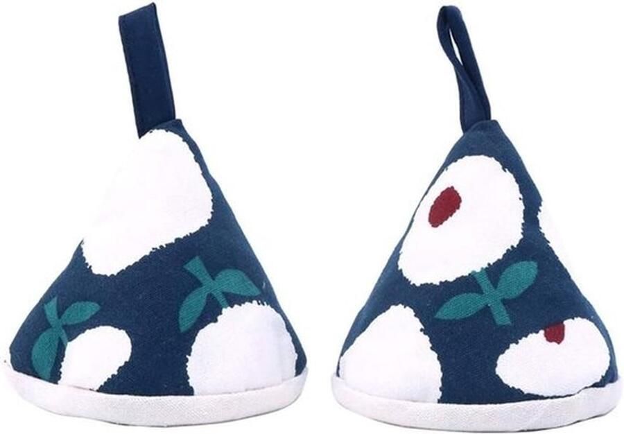 Handige 4.3 Inch Driehoekige Katoenen Ovenwanten voor Potdeksels Anti-verbranden Koken en Bakken Blauw