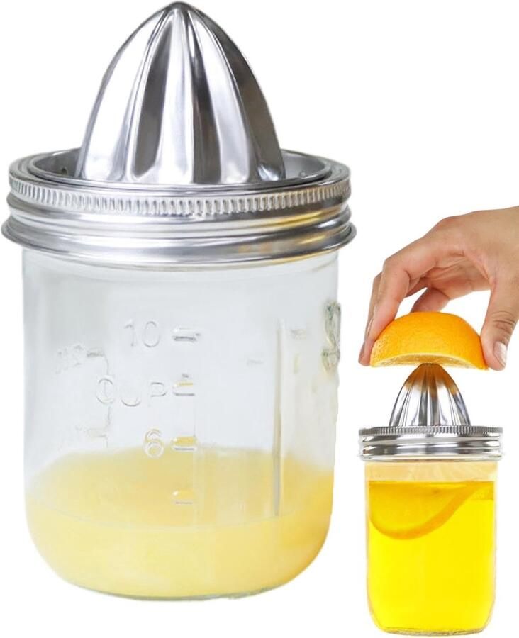 Handige Citruspers Deksel Fruit Pers Verse Sappen Maken Lekvrij Ontwerp 16 cm Zilverkleurig
